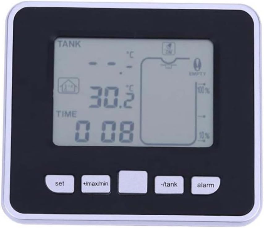 Water Tank Liquid Level Meter 0.5m-15m Range Indoor Temp Display Tank Empty Alert Wall Mount/Stand
