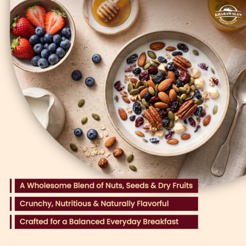 Image of KHARAWALA'S Breakfast Mix - Pack of 9 (200gm Each) | Fusion of Roasted Pumkin Seed, Almonds, Pecan Nuts, Hazelnut, Cranberry & Black raisins