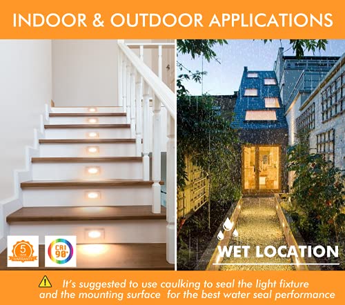 Cloudy Bay 12V Low Voltage 3 Color Indoor And Outdoor Led Step Light,3000K/4000K/5000K,Stair Light,White,3 Pack thumb #2