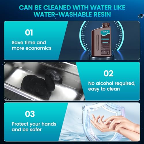 Image of SUNLU 2000g Water-Wash ABS Resin, Combines features of ABSLIKE Resin & Water Washable Resin, Non Brittle, High Precision, Low Shrinkage, Fast Curing 3D Resin for LCD DLP SLA 3D Printers, 2KG Black