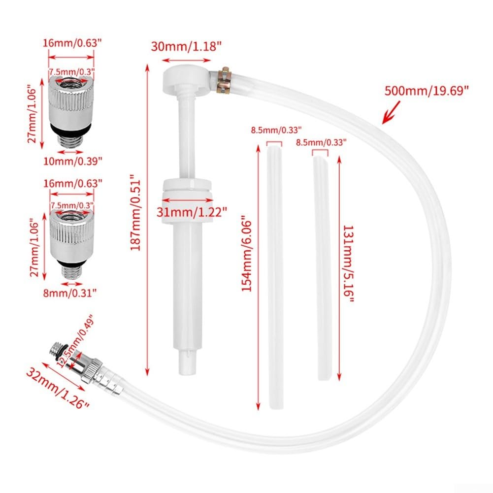 Eawfgtuw Kit pompa olio ingranaggi motore fuoribordo marino inferiore con adattatore girevole in metallo da 3/8", raccordi da 8 mm e 10 mm, 2 tubi di aspirazione per bottiglie standard da quart, 8 CC