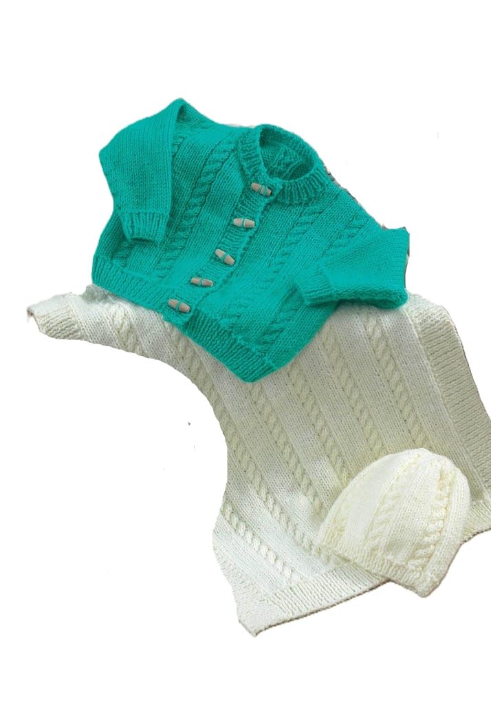 King Cole Multicolor Aran Knitting Pattern Babys Cardigan Blanket & Hat (4223)