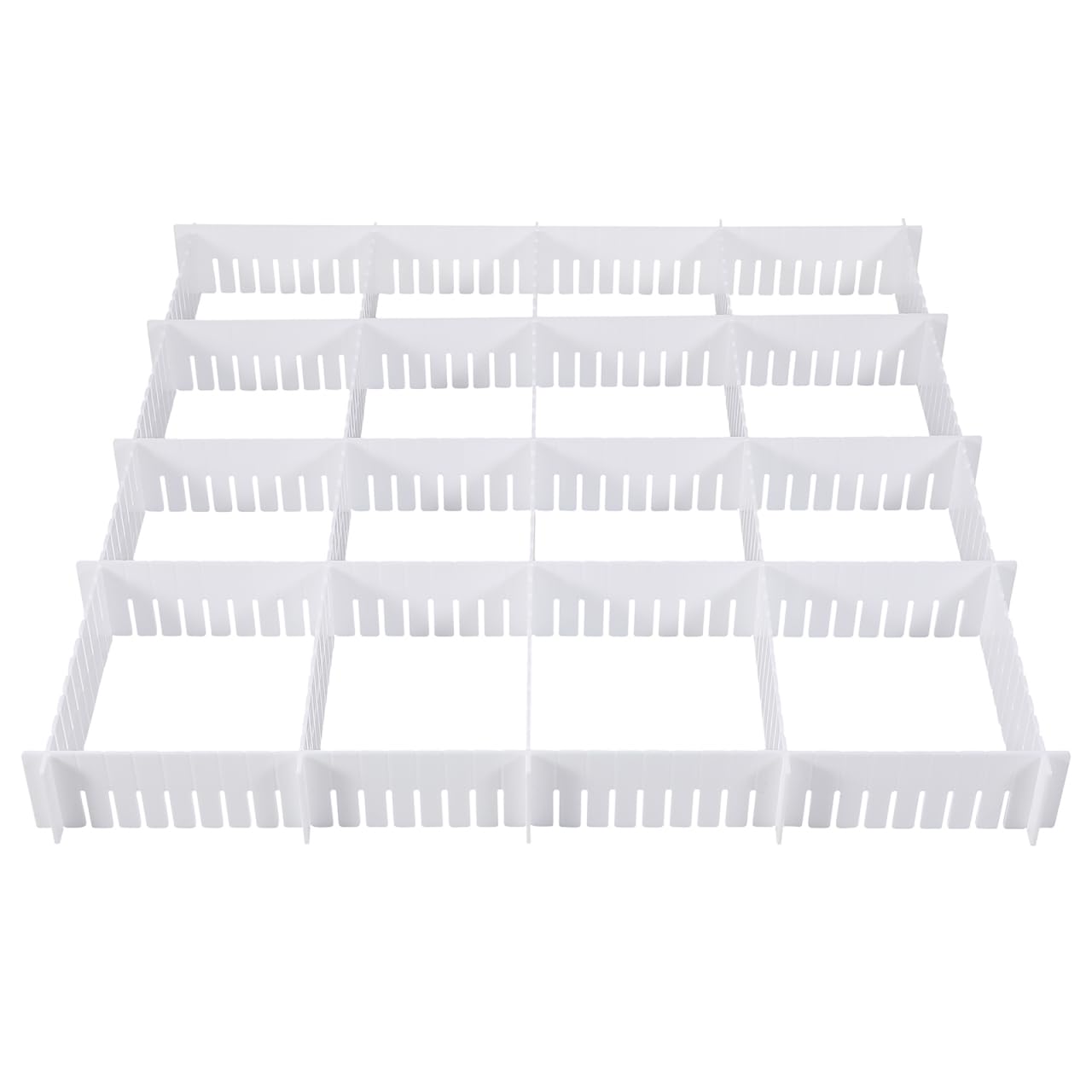 TOPBATHY 34 divisori per cassetti, 47 x 5 cm, Organizer per cassetti, Organizer per Calzini, Organizer per Biancheria Intima (Bianco)