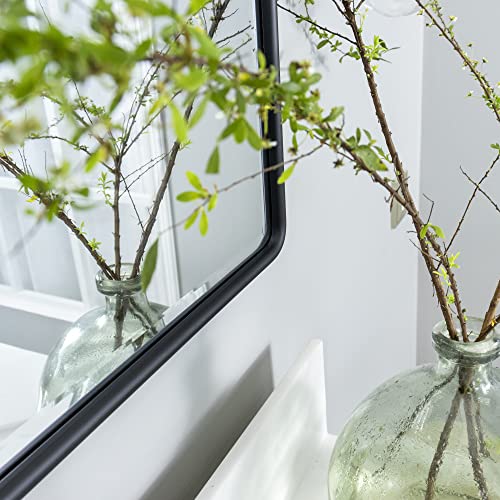 Tehome 20X24'' Pivot Mirror For Bathroom Matt Black Tilt Beveled Mirror Rectangle Bathroom Mirror Pivoting Metal Framed Vanity Mirrors For Wall, Vertical #TOP3