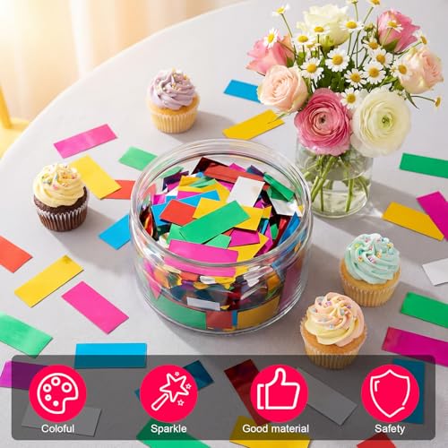 Image of Sumind 1000 Grams Large Rainbow Metallic Confetti Multicolor Glitter Table Confetti Throwable Foil Party Decor for Wedding Birthday Gender Reveal Baby Shower Graduation Hanukkah Celebrations