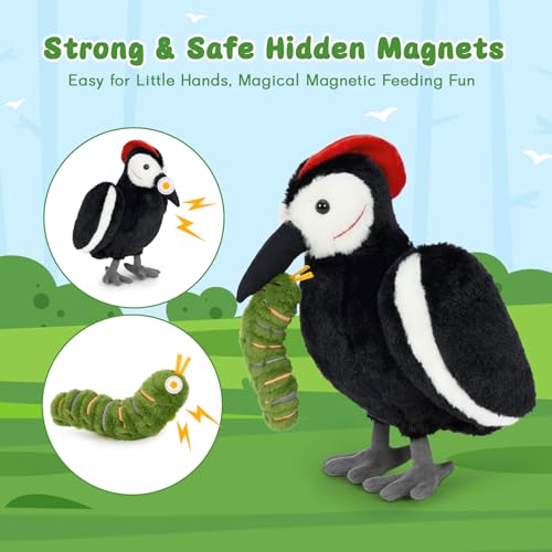 MaoGoLan Woodpecker Plush Set with Tree Stump and Worms #TOP20
