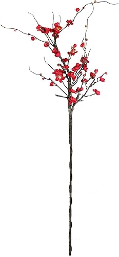 Firlar Ramas artificiales de flores de ciruelo rosa y blanco, paquete de 2 flores de ciruelo de seda de 50 pulgadas, tallo largo de flores de