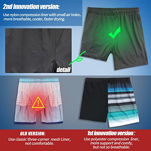 MILANKERR 7 inch Mens Swim Trunks with Compression Liner,Mens Swimming Trunks with Boxer Brief Liner Quick Dry Swim Shorts4