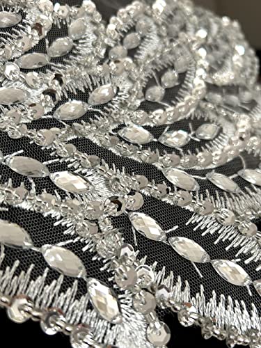 Patch dentelle à coudre avec perles accessoires vêtements mercerie pour customisation