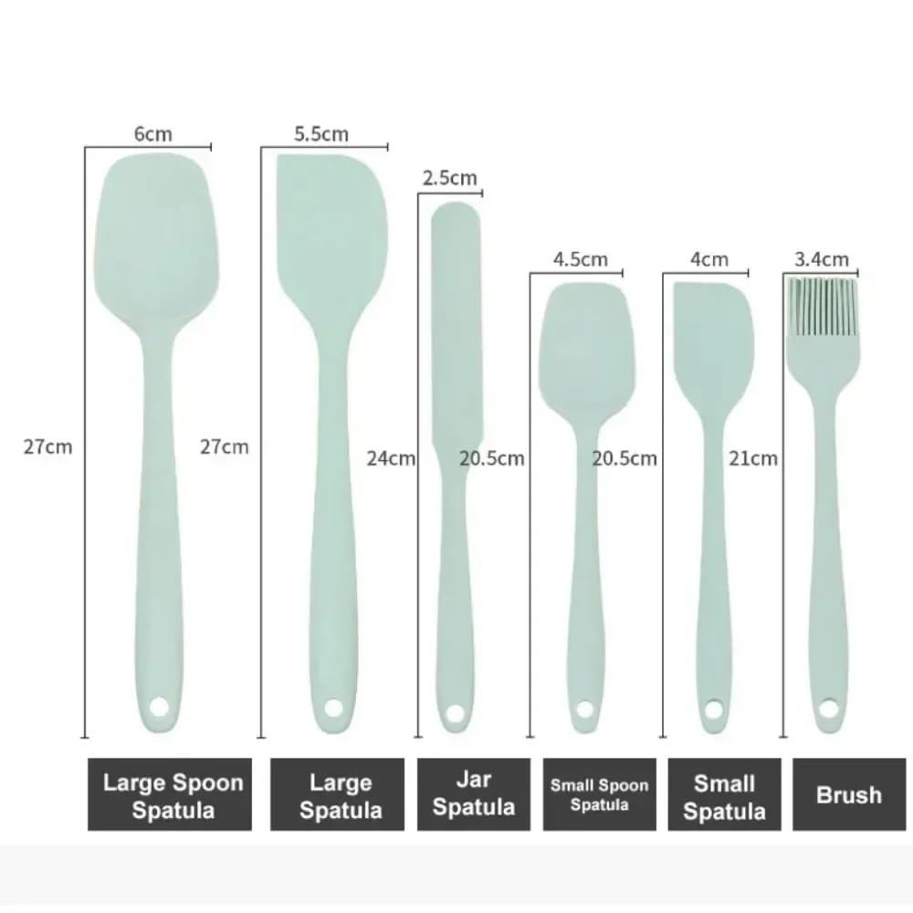 Juego de utensilios de cocina de silicona, 6 piezas con raspador, espátula y cepillo de aceite para hornear y cocinar, antiadherente y apto para lavavajillas