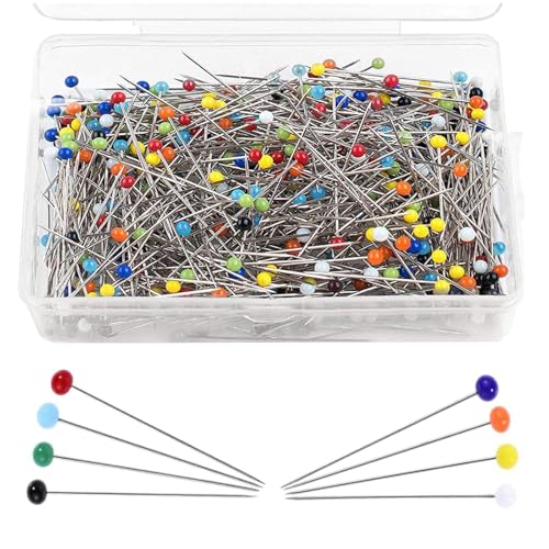 Dressmaking Pins for Sewing & Quilting: 500 Pcs Sharp Glass Head Sewing Pins for Fabric Crafts & Jewelry Making - Ideal for DIY Projects Tailoring & Alterations - Great for Beginners & Professionals