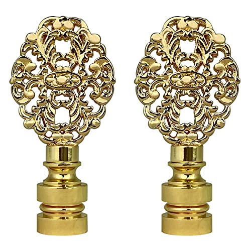 Image of Royal Designs, Inc. Oval Filigree Finial for Lamp Shade, Polished Brass - Pack of 2