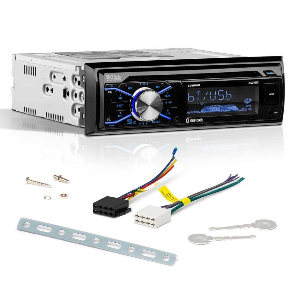 Kit Set para Boss Audio Systems 508UAB, Radio de Coche, Single DIN, Receptor Am/FM Digital, Estéreo, AUX/USB/MP3, con Bluetooth, para Coches, 1 Unidad + Llaves de extracción gratuitas