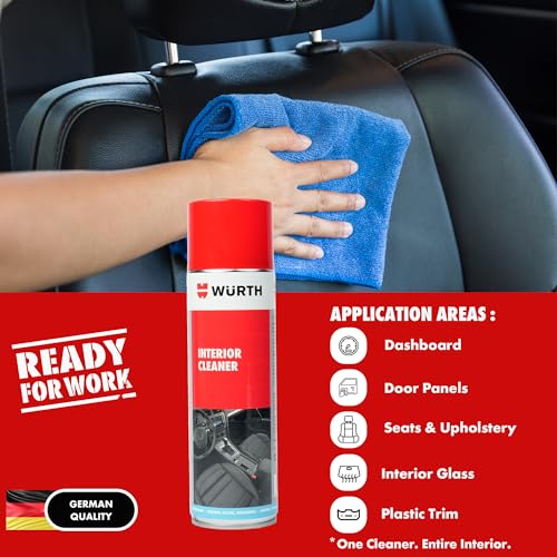 Image of Wuerth Interior Cleaner - 500ml | Multi-Surface Car Interior Foam Cleaner | German Engineered Anti-Static Formula | Cleans Plastic, Glass & Upholstery | Removes Odours & Dirt