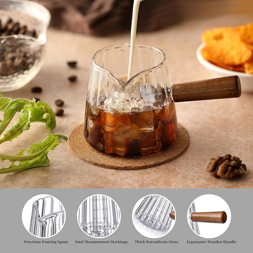 Vaso medidor para espresso 6 oz con mango de madera miniatura 3