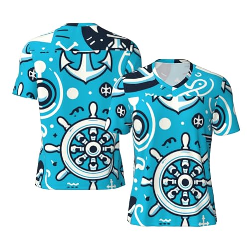 Stylish Athletic Sports Jersey Maritime-Nautical-Symbols Men's Rugby Jersey 4X-Large Black