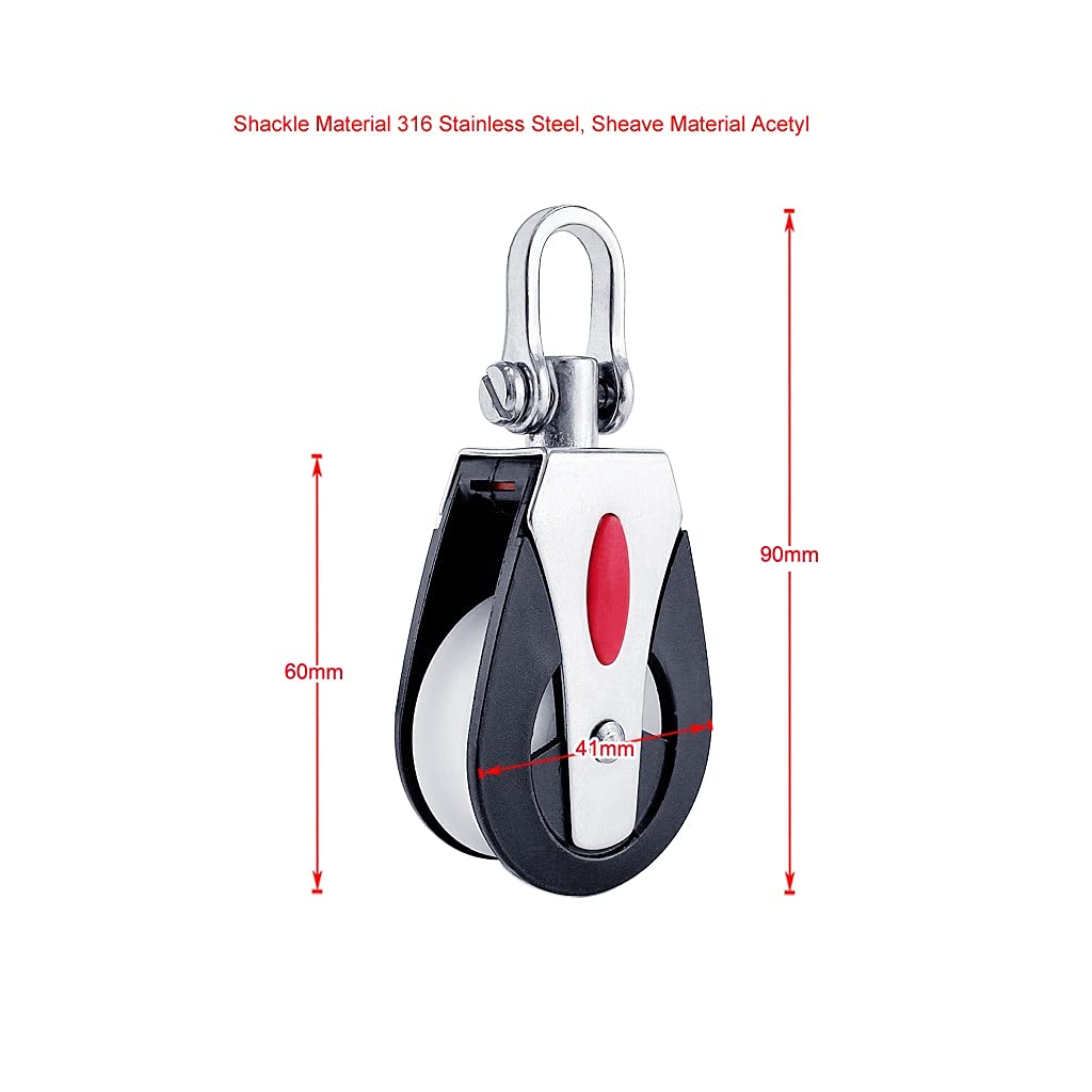 2X 1500Lbs Carico Puleggia Blocco Testa Puleggia Singola Grillo Girevole Barca A Vela Cuscinetto A Pianura Blocco Corda Runner Accessori for Barche