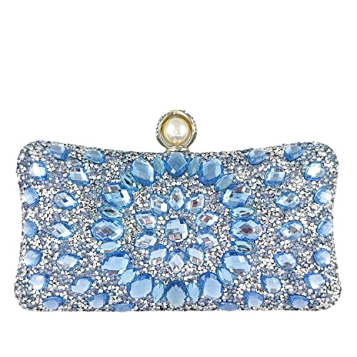 Image of Boutique De FGG Mini Pearl Clasp Crystal Clutch Purses for Women, Evening Bags Wedding Handbag, Party Rhinestone Clutch Bag