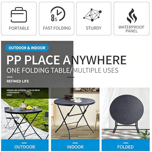Table bistro en rotin synthétique PP pour petits espaces extérieurs - 8