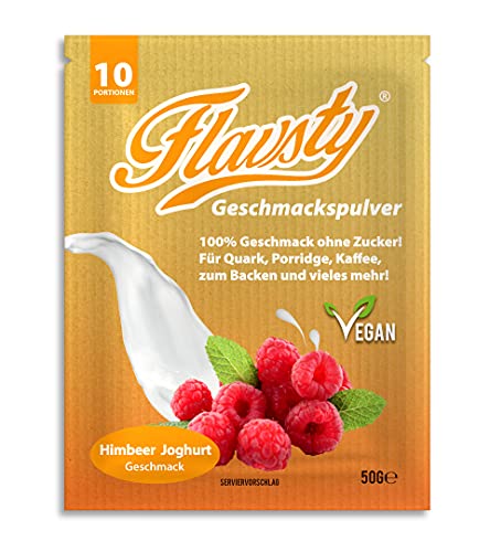 Flavsty® Geschmackspulver Himbeere Joghurt Probe 50g (10 Portionen) Veganes Geschmackspulver ohne Zucker - Aromapulver - Flavorpulver