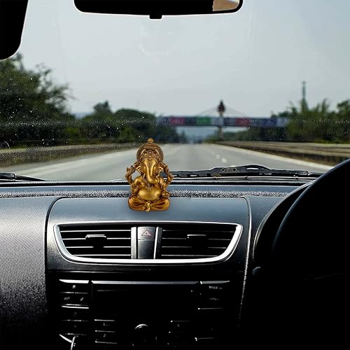 Image of 3.5 Inch Ganesha Idol Vinayaka Car Dashboard Idol Ganesha Murti Ganpati Idol for Home Decor Lord Ganesh Statue Gift for Office Desk Puja Room Figurine Decoration (Copper)