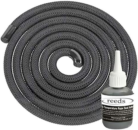 Black Stove Rope Kit 12mm x 2m Long with Reeds Adhesive Flues Glass Door Seals