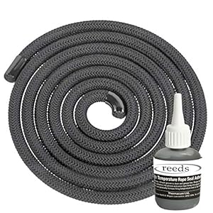 Black Stove Rope Kit 12mm x 2m Long with Reeds Adhesive Flues Glass Door Seals