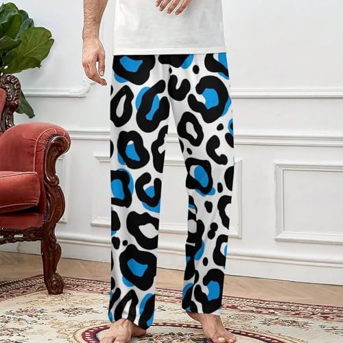 Leopard Comfy Casual Pajama Pants,Print Drawstring Palazzo Lounge Pants Wide Leg3