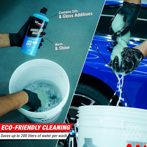 Image of Wavex Rinseless Wash RTU Combo with Washing Sponge | Eco-Friendly Car Wash Without Hose or Running Water | Quick & Safe Cleaning Solution for Cars & Bikes | Streak-Free, Glossy Finish | 1000ml