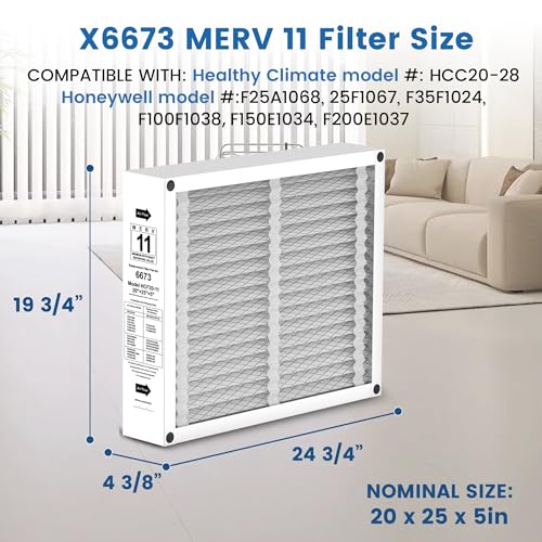 Image of 2 Pack X6673 20x25x5 Replacement Air Filter for Lennox X6673 HCF20-11, FC100A1037, Furnace HVAC System, MERV 11, Foldable Design(Actual Size: 19.75 x 24.75 x 4.38 Inches)