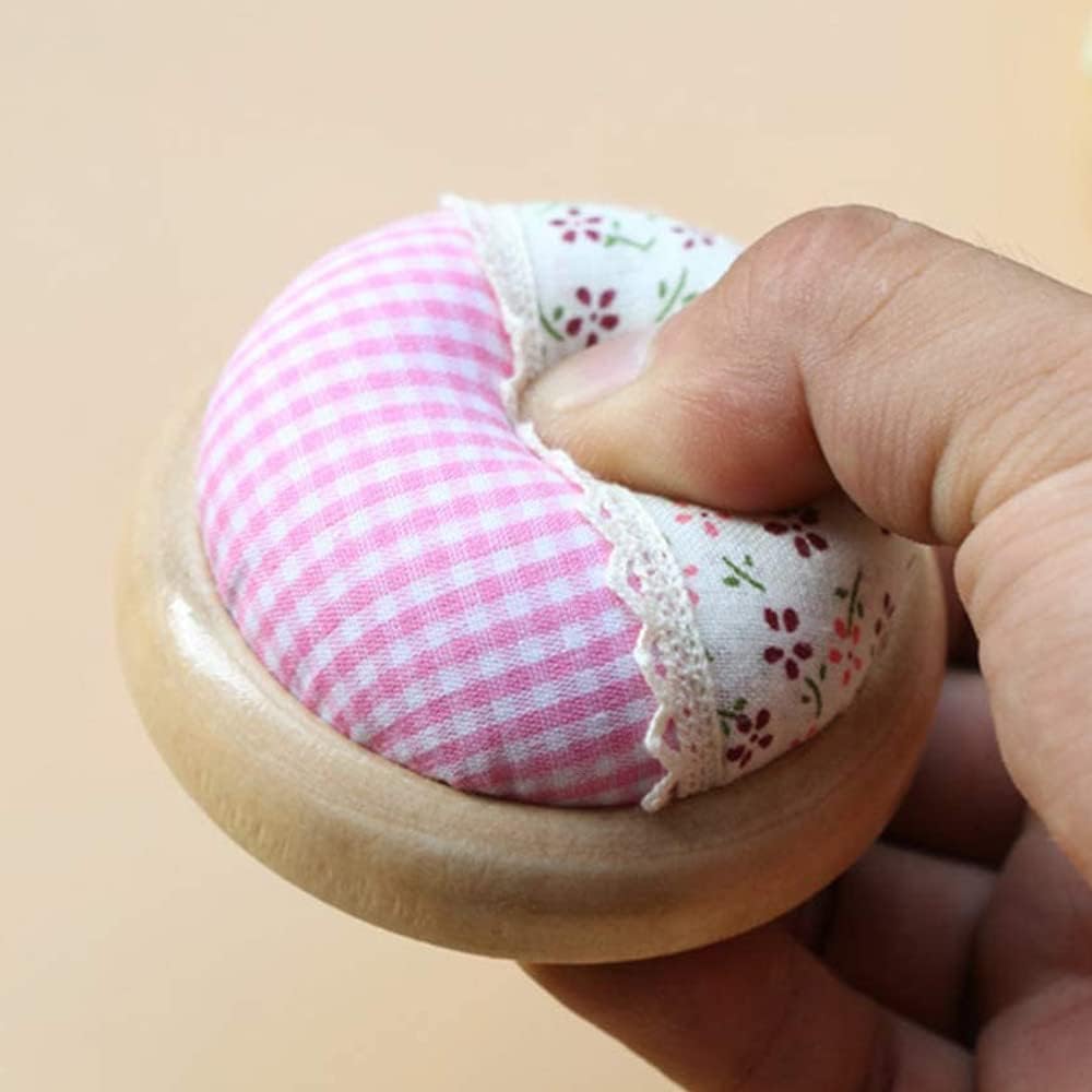 2Pcs Pin Cushion Pincushions for Sewing,with Wooden Base Floral Print Cotton Fabric for Sewing Needle Holders Embroidery or DIY Crafts
