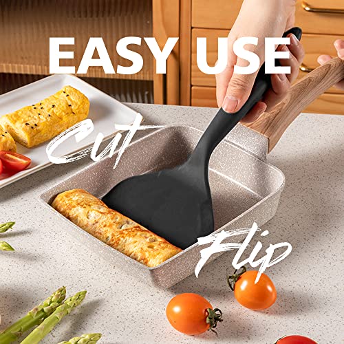 Silicone Tamagoyaki Spatula - Wide, Nonstick, Heat-Resistant for Egg, Fish, Burgers, Steak, Pizza - Red by LISOS - Image 4