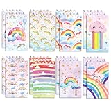 JOINFANXIN Rainbow Mini Spiral Notebook, Rainbow Mini Pocket Notebook Small Memo Pad for Classroom Students, 16 Pages Portable Birthday Party Office Meeting Supplies (16 Pack)