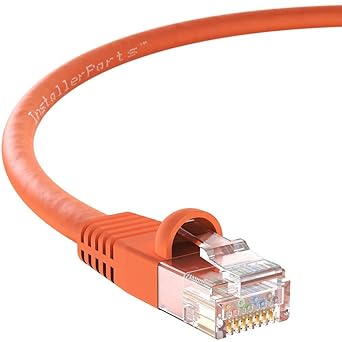 InstallerParts CAT6 Cable UTP Booted [Orange] - [200 FT] - [1 Pack] - Professional Series - 10Gbps, Cat6 Patch Cable, Cat 6 Patch Cable, Cat6 Ethernet Cable, Network Cable, Internet Cable