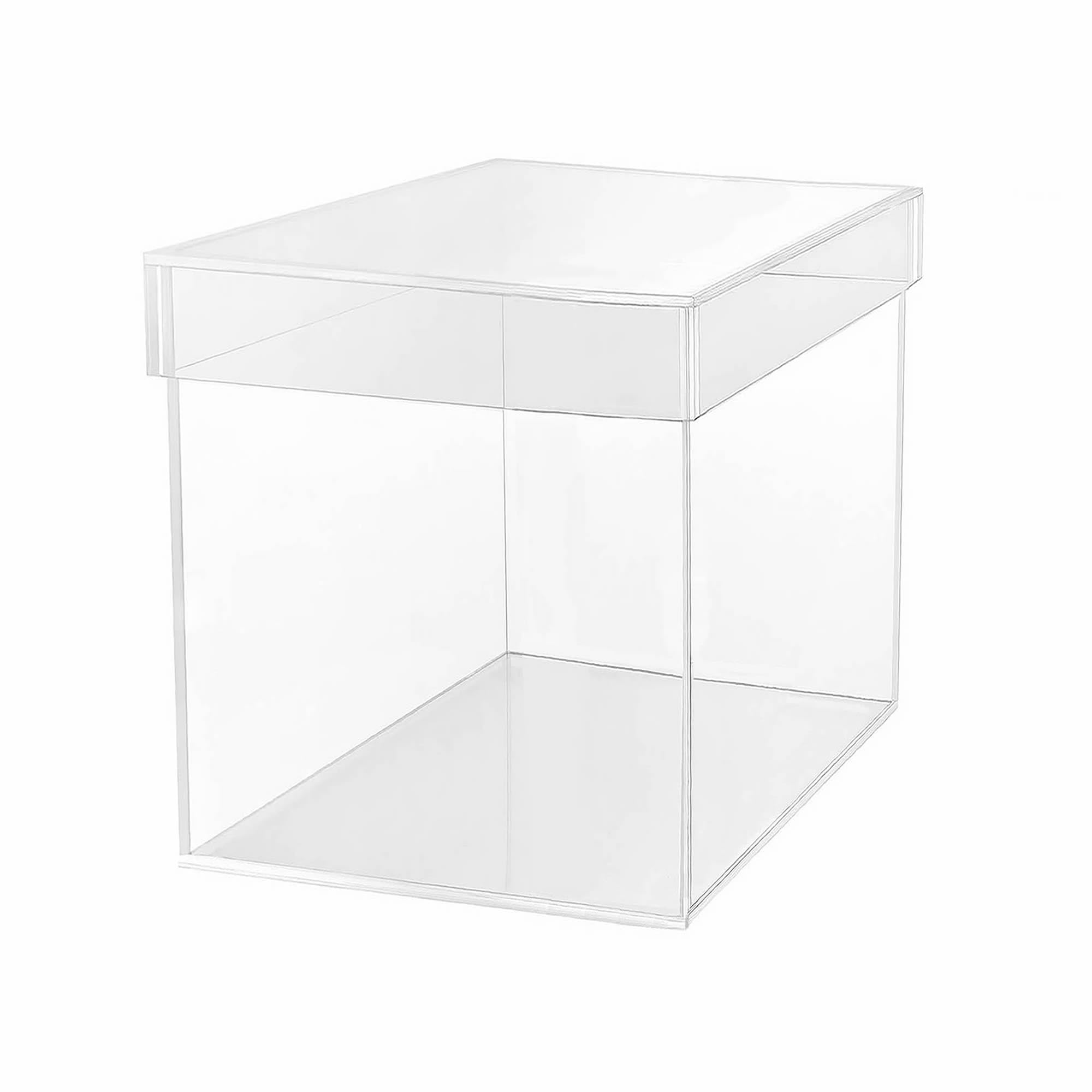 TUKA-i-AKUT 20x20x20 cm Vitrine Acrylique de Présentoir Forme de Cube, 5 faces avec Couvercle, Transparent Boîte Cadeau, Boîte Rangement Collections Musées Bijoux Jouets Décorations Cadeaux, TKD8254