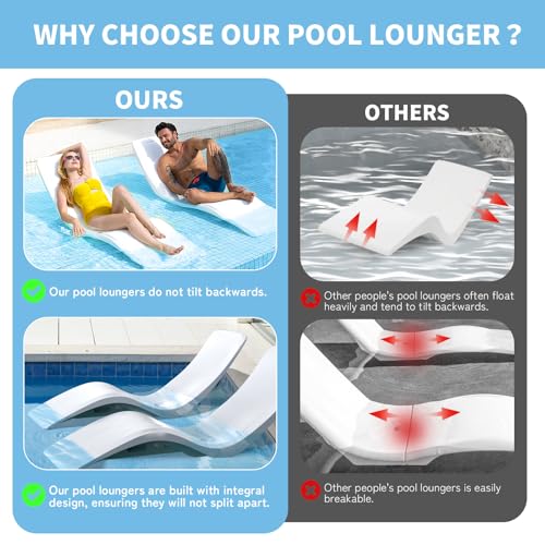 in Pool Lounge Chairs,Pool Lounger for Sun Shelf,Waterproof Patio Furniture with Weather-Resistant Design,Beach & Shallow Water Relaxation,1PC