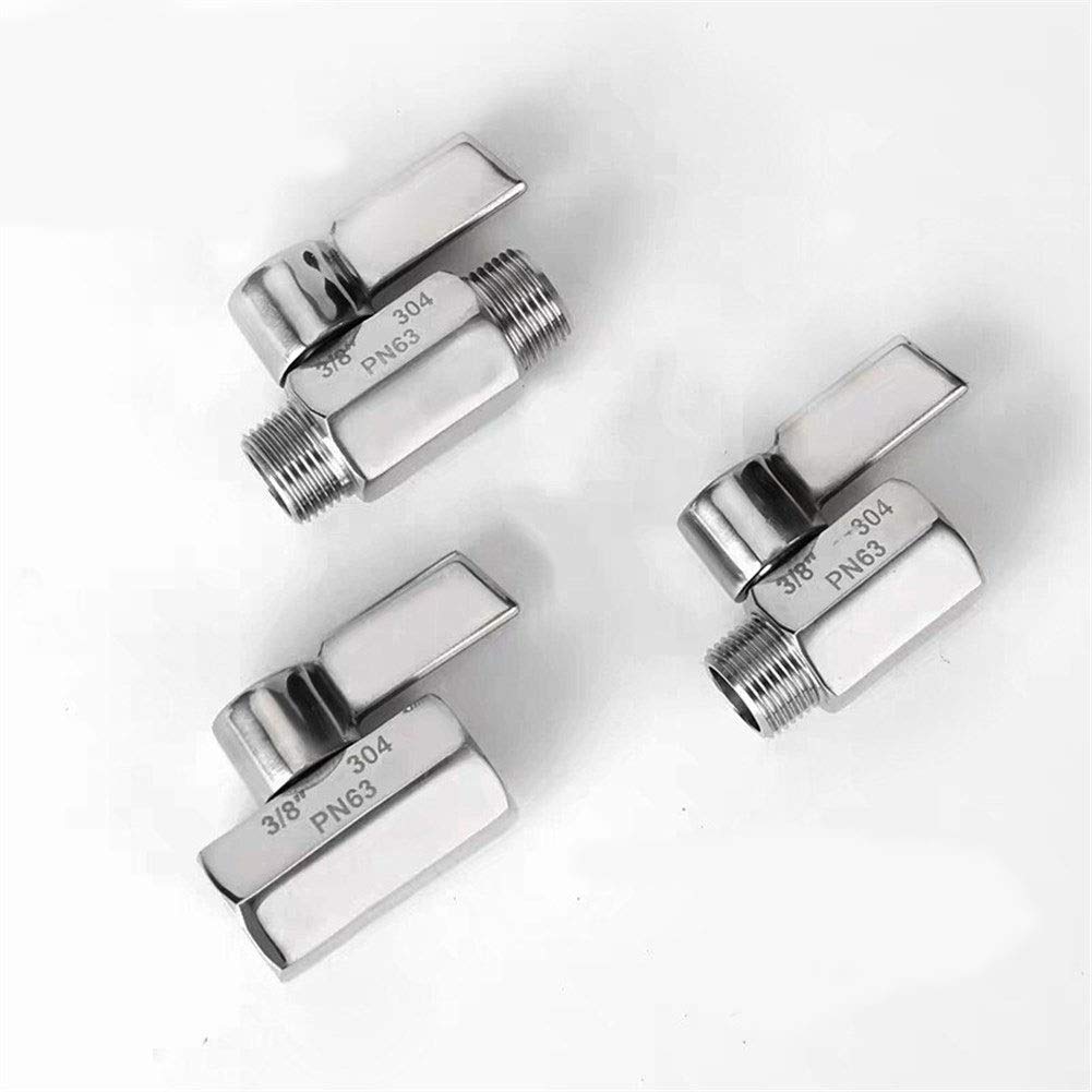 Válvula de aguja de gas de 2 vías, acero inoxidable 304, rosca hembra a macho de 1/8 pulgada a macho para agua, aceite, ácido, válvula de bola de aguja duradera para control de fluidos