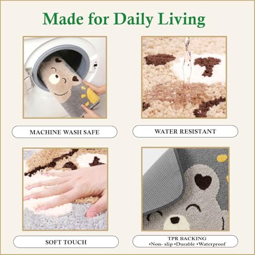 Image of Dream Weaverz 2000 GSM Super Soft Microfiber Bath Mat 40x60 cm | Ultra Absorbent Anti-Skid Quick Dry Bathroom Rug | Floor Mat for Bathroom, Bedroom, Kitchen, Home | Cute Design Bathmat