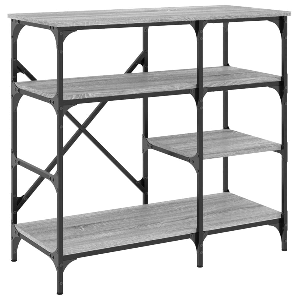 Modernes graues Sonoma-Bäckerregal, 90 x 40 x 84 cm, Holz- und Metallrahmen, für Zuhause, Garten, Nizer