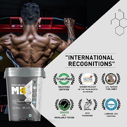 Image of MuscleBlaze Biozyme Performance Whey Protein Powder, Chocolate Hazelnut (4kg / 8.8lbs) & Micronised Creatine Monohydrate CreAMP Powder, Unflavoured (32 Servings, 100g)| Pack of 2