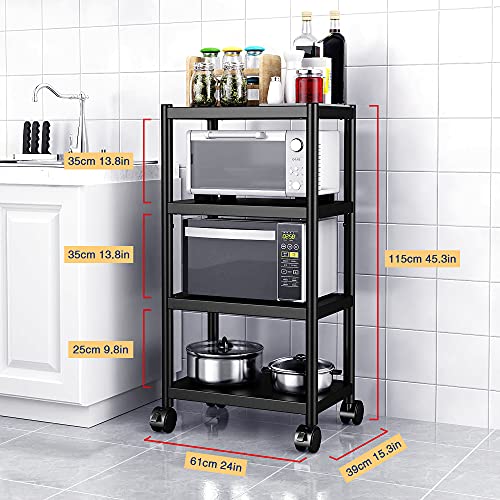 WPT Kitchen Baker's Rack Utility Scaffale per forno a microonde, carrello su ruote, organizer da cucina regolabile a 4 ripiani, in acciaio inox - immagine 3