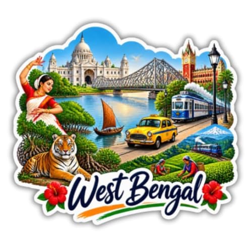 Image of Apna Gift west bangal Theme Souvenir Wooden Fridge Magnet for Refrigerator - Printed Fridge Magnet for Kitchen & Fridge Decor | Perfect Souvenir Gift | Fridge Decoration | Size 3x3 Inches | Pack of 1