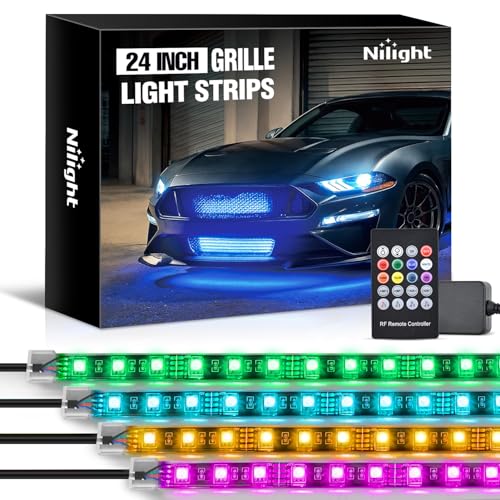 Image of Nilight 4PCS 24 inch RGB LED Grille Light Strips with Wireless Remote Control