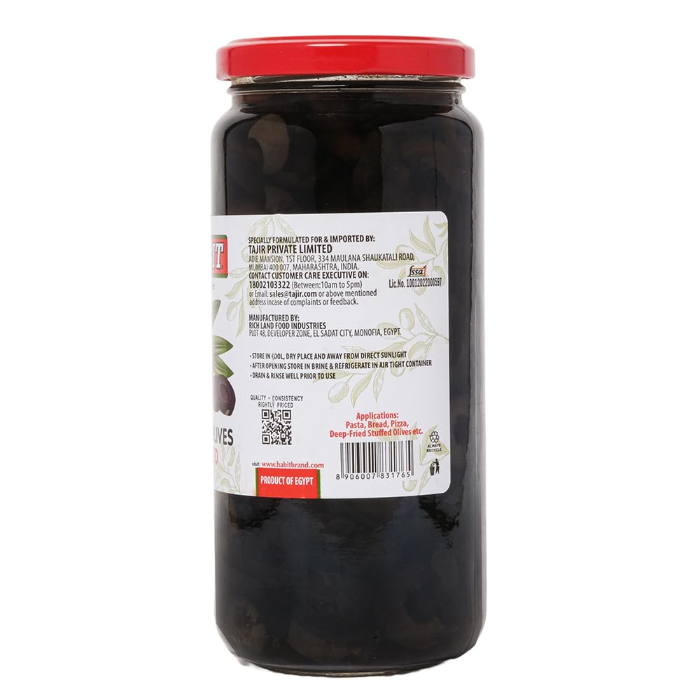 HABIT Black Olives Sliced - 430g x Pack of 1 | Preserved in Brine | Perfect for Salads, Pasta, Sandwiches & Pizza 1