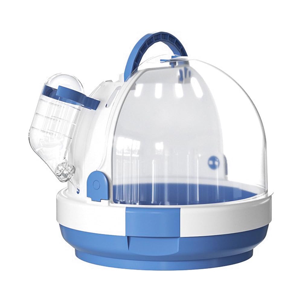 Hamster-Transportkäfig, tragbarer Mäuse-Reisekoffer, Kunststoff-Kleintier-Transportkäfig, Ratten-Transportkäfig mit Wasserflasche für Kleintiere, Rennmäuse, Mäuse, Zwerghamster – Blau