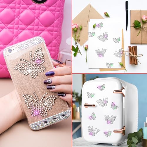 Image of Epakh 84 Glitter Bling Rhinestone Sticker, Butterfly, Silver
