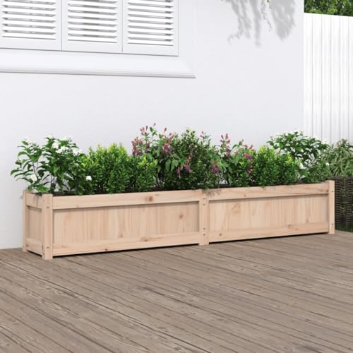 Qnhdfrt Holz Pflanzkübel Hochbeet Schmal Hoch 180x31x31 cm aus Massiv Kiefer für Balkon Terrasse Garten Großer Outdoor Pflanzkasten Blumenkasten