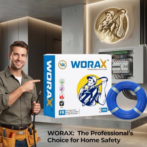 Image of WORAX 0.75 Sq mm Blue House Wiring Wire (90 Mtr) | Flexible Multi-Strand CCA Cable | PVC Insulated Wire for Lighting