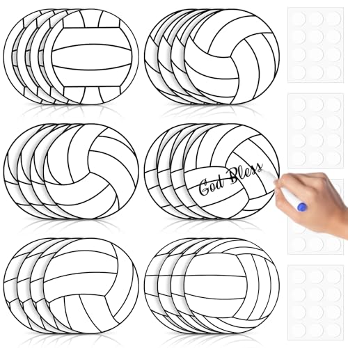 Image of TaoBary 24 Pcs 7.09in Volleyball Cutouts for Classroom Bulletin Board, Back to School Wall Decor, Paper Sports Decorations Set with Glue Points for School Classroom Learning Display DIY Wall Banner