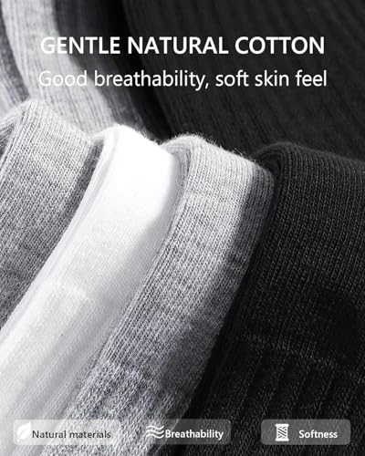 Image of Tabi Socks Athletic Cotton Crew Length Quarter Ankle Two Toe for Women and Men, 6 Pk Black White Gray